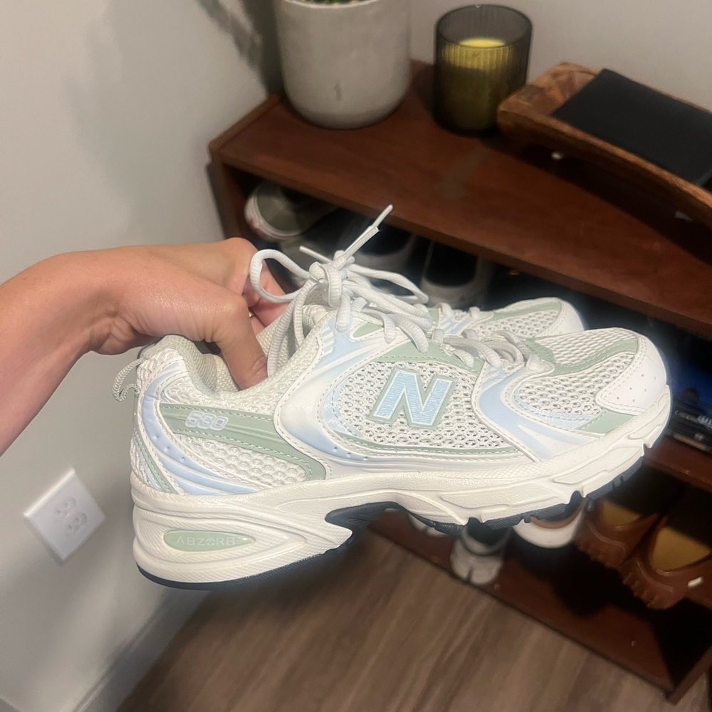 New balance 530’s Ice blue silver moss